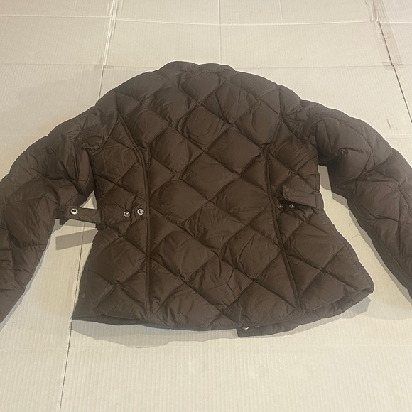 Eddie Bauer Brown goose down Quilted Puffer Jacket w zipper & pockets buttons - Picture 14 of 16